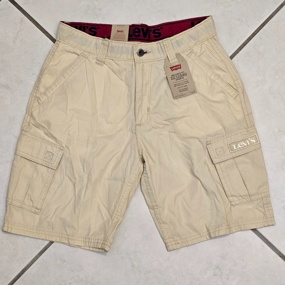 Levi's Boys' Relaxed Fit XX Cargo Shorts, 16 W28, Light Beige - Brand New!